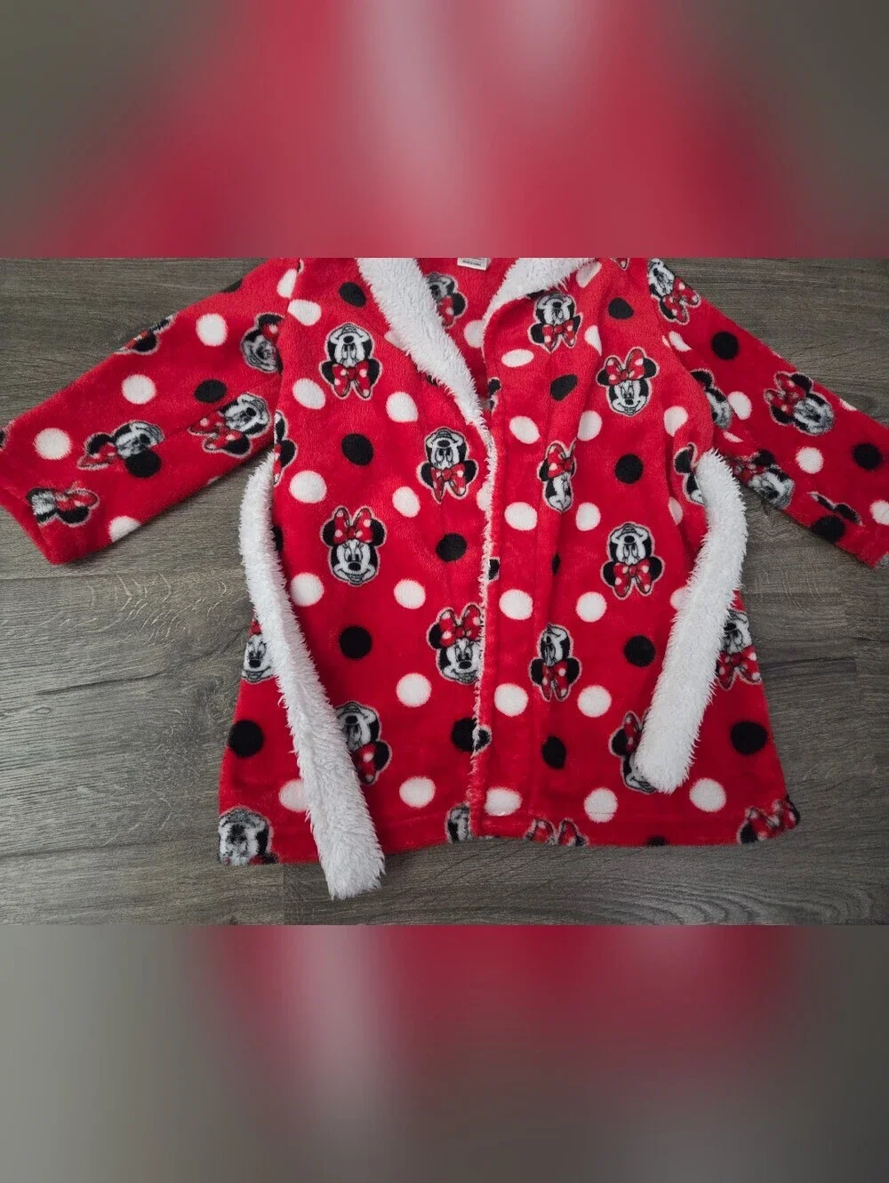 Minnie Mouse Red & White Kids Robe Size 2t/3t